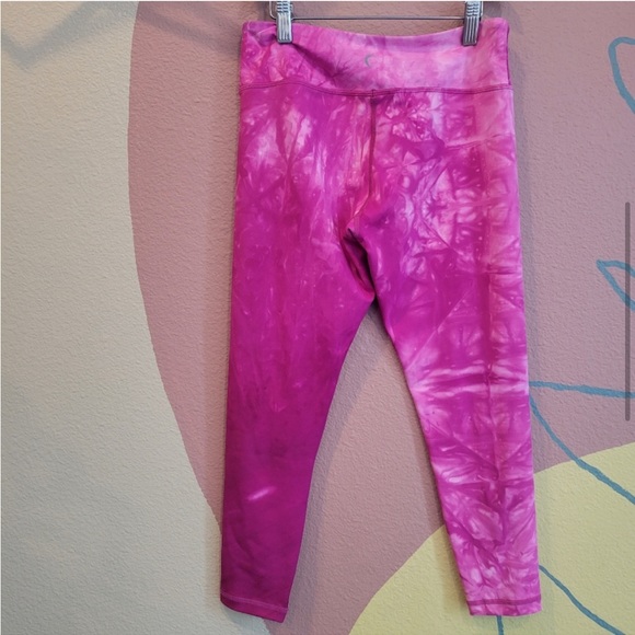 Zyia Active Hendrix Fuschia Pink Tie Dye Mesh Light n Tight Leggings Womens - Picture 2 of 7